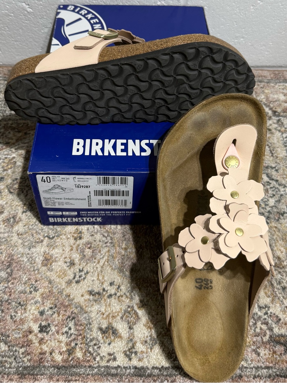 Birkenstock Women’s Light Pink Floral Gizeh Sandals